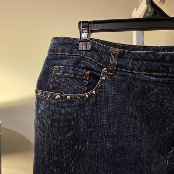 Dark Blue Flare Jeans Studded Western  Bootcut Size 14/16 - Picture 4 of 7